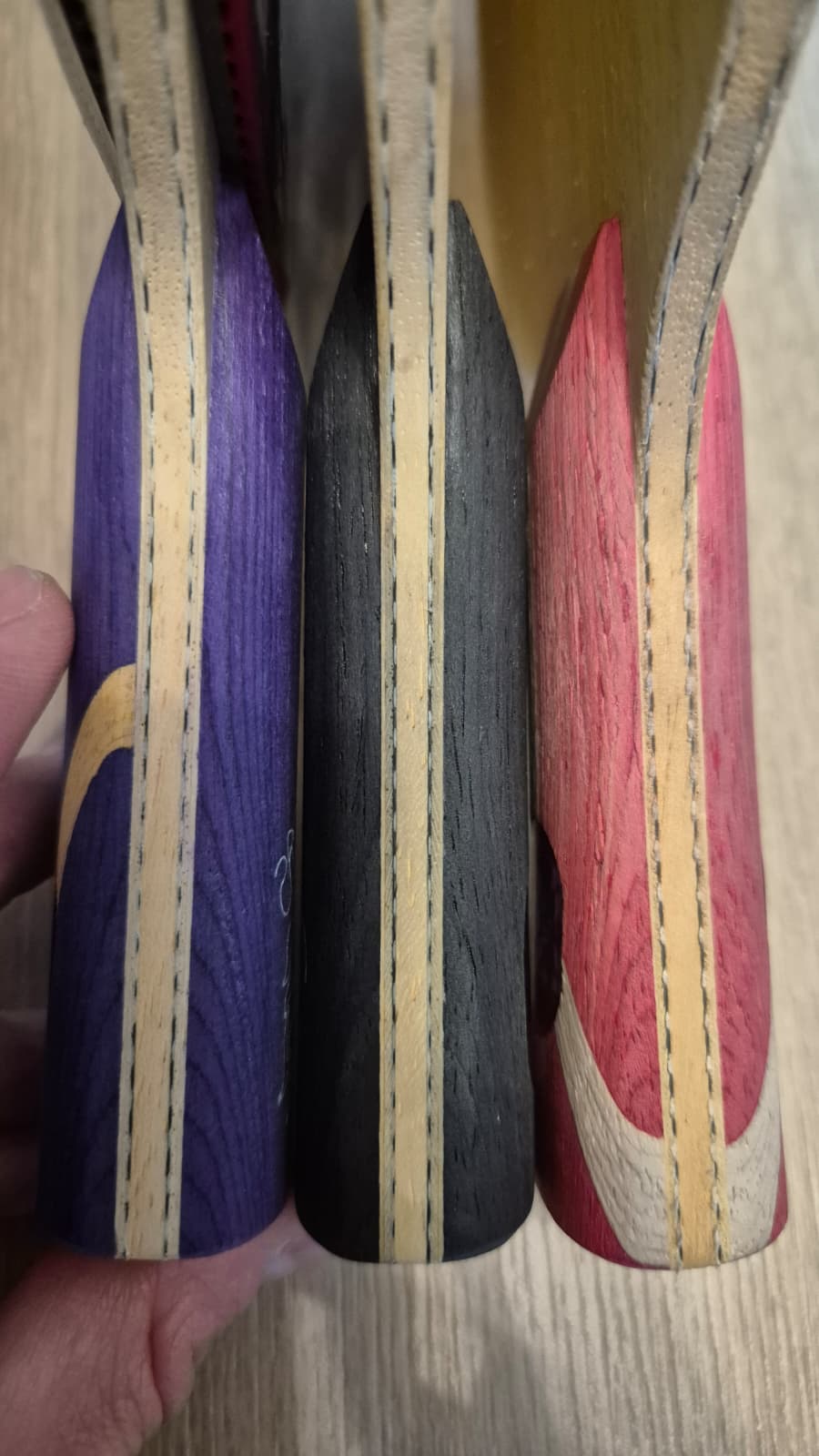 Ply thickness comparison of the DHS Sun Yingsha, Wang Chuqin and Fang Bo B2X blades