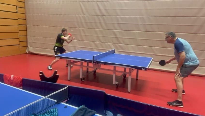 Victor training table tennis at Borussia Düsseldorf professional facility in Germany