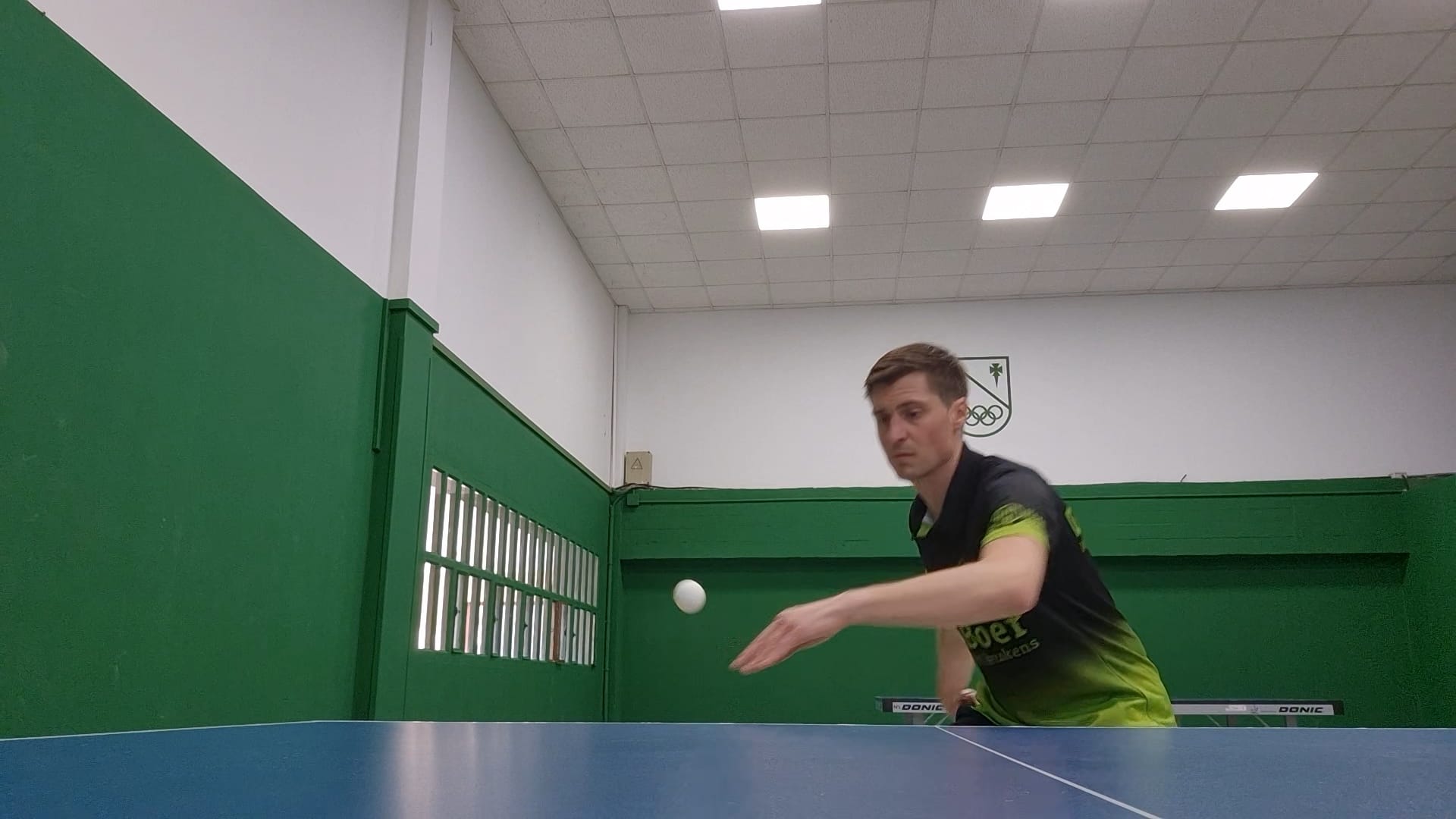 Victor practicing forehand technique at Stadium Casablanca table tennis club in Zaragoza Spain